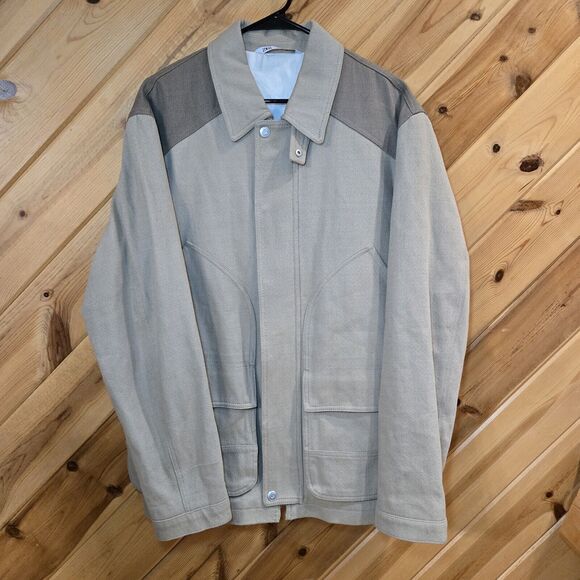 Zara Mens Cotton Canvas Beige Jacket Simple Preppy XL‎ - Picture 1 of 11